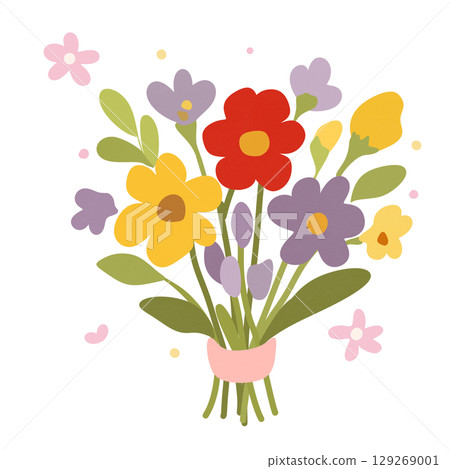 colorful vector illustration of flowers bouquet colorful vector illustration of flowers bouquet 129269001