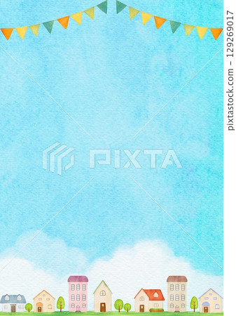 Illustration of the cityscape drawn in watercolor Illustration of the cityscape drawn in watercolor 129269017