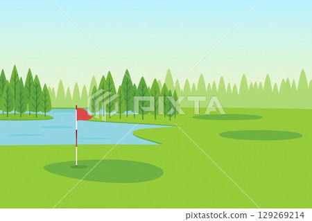 高爾夫球場綠色插圖 129269214