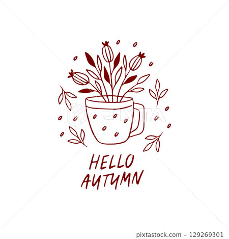 Hand drawn cozy autumn vector clipart Hand drawn cozy autumn vector clipart 129269301