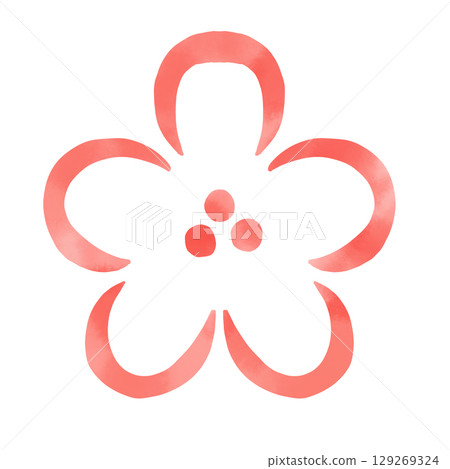 紅梅花-簡單的水彩插圖 129269324