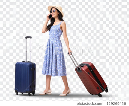 Transparent image of a woman talking on a smartphone Transparent image of a woman talking on a smartphone 129269436