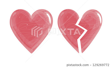 Broken heart and love symbol. Vector cartoon illustration of divorce and relationship, Love and heartbreak concept. Valentine s day, wedding, clip art for design. Broken heart and love symbol. Vector cartoon illustration of divorce and relationship, Love and heartbreak concept. Valentine s day, wedding, clip art for design. 129269772