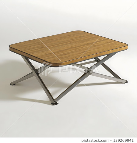 Wooden table with a metal frame 129269941
