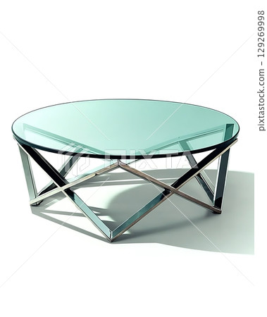Glass coffee table with a silver frame 129269998