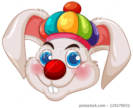 Colorful Clown Rabbit Cartoon Illustration Colorful Clown Rabbit Cartoon Illustration 129270032