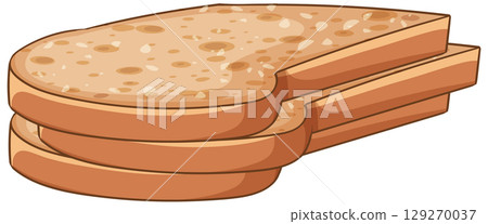 Three Slices of White Bread in Flat Vector Style 129270037