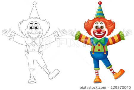 Colorful Clown Vector Illustration with Outline Colorful Clown Vector Illustration with Outline 129270040