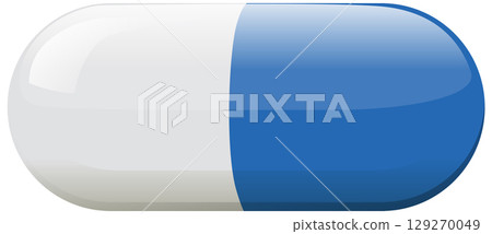 Blue and White Vitamin Capsule Vector Illustration 129270049