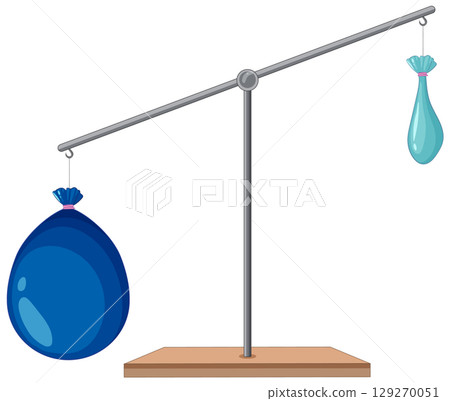 Balance Scale with Water Balloons Illustration 129270051