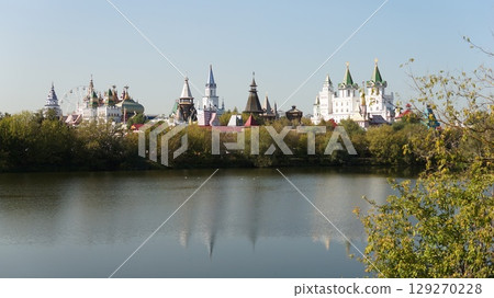 The Russian Kremlin, located on the banks of a peaceful river. The Russian Kremlin, located on the banks of a peaceful river. 129270228