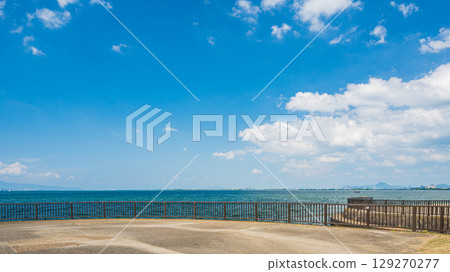 Summer scenery of Lake Biwa, Otsu City, Shiga Prefecture 129270277