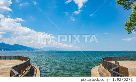 Summer scenery of Lake Biwa, Otsu City, Shiga Prefecture 129270278