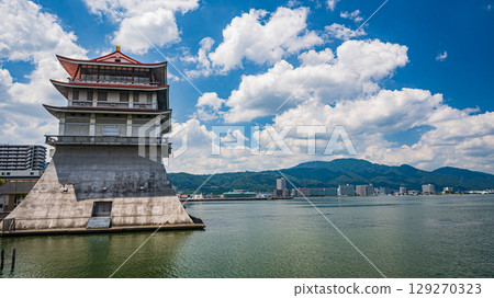 Shiga Prefectural Lake Biwa Cultural Center, located on the shores of Lake Biwa, Otsu City, Shiga Prefecture 129270323