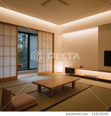 平靜的日式現代室內空間 129270380