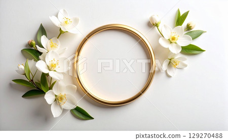 Gold and floral abstract background 129270488