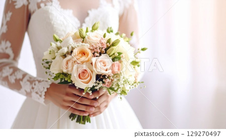 A bride with a bouquet 129270497