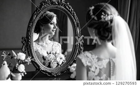 A silent vow reflected in the mirror 129270593