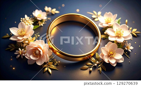 Quietly shining flowers and golden rings 129270639