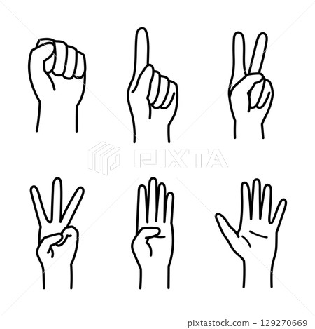 Handwritten finger numbers vector set A 129270669