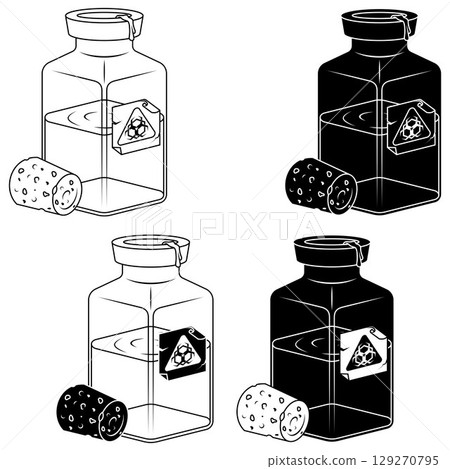 Glass bottle with biohazard substance with cork 129270795