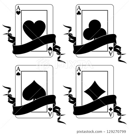 Poker card surrounded by ribbons Poker card surrounded by ribbons 129270799