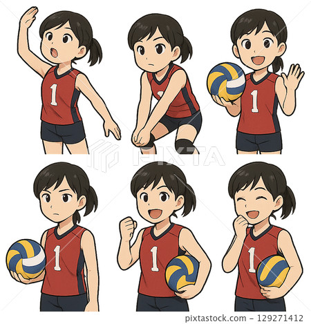 排球運動員的插圖 129271412
