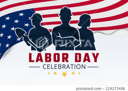 american flag background with labor team american flag background with labor team 129271486
