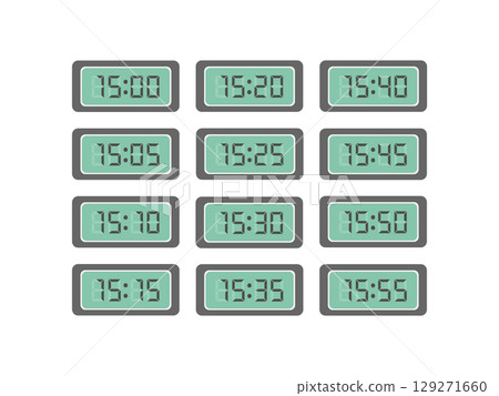 數字 15:00 - 15:55 時鐘插圖集 129271660