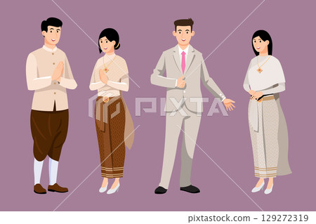 Bride and groom character set 129272319