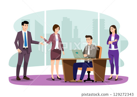 Office worker character set in modern style Office worker character set in modern style 129272343