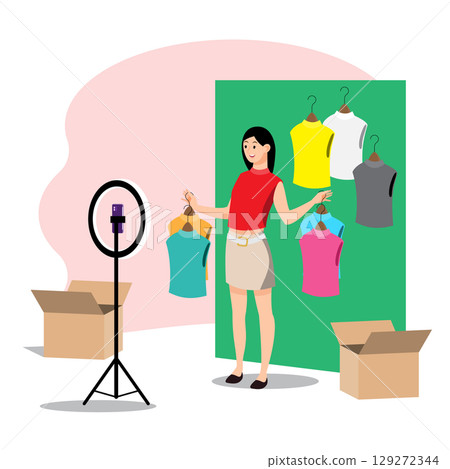 Seller character set in modern style 129272344