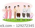 Bride and groom character set in modern style 129272345
