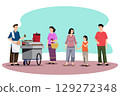 People waiting to buy street food character set in modern style 129272348