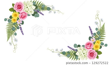 floral wreath with colorful flowers 129272522