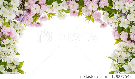 floral wreath with colorful flowers 129272545