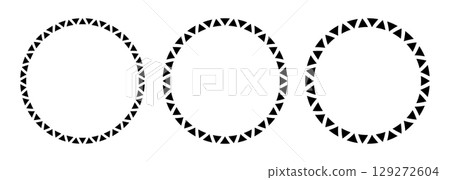 African pattern circle frame. Mexican ethnic motif border. Triangular ornament round frame. Sun stamp. African ethnic culture ornament Vector illustration isolated on white background African pattern circle frame. Mexican ethnic motif border. Triangular ornament round frame. Sun stamp. African ethnic culture ornament Vector illustration isolated on white background 129272604
