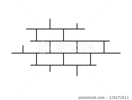 Brick wall texture. Stone blocks background. House wall hole. Old brick wall piece. Building tile surface. Rectangle blocks pattern. Design graphic element. Vintage abstract vector illustration 129272611