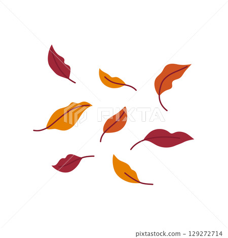 Various autumn leaves falling in the wind. Hand drawn vector illustration for autumn designs. Various autumn leaves falling in the wind. Hand drawn vector illustration for autumn designs. 129272714