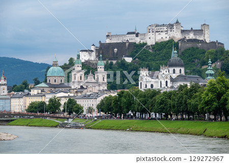 Salzach River and cityscape of Salzburg, birthplace of Mozart in Austria Salzach River and cityscape of Salzburg, birthplace of Mozart in Austria 129272967