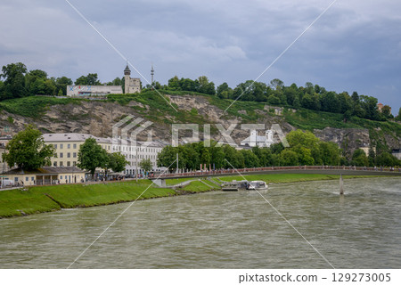 Salzach River and cityscape of Salzburg, birthplace of Mozart in Austria Salzach River and cityscape of Salzburg, birthplace of Mozart in Austria 129273005