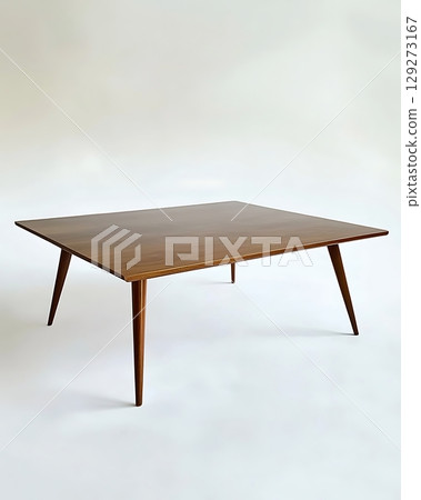 Wooden table with a white background 129273167