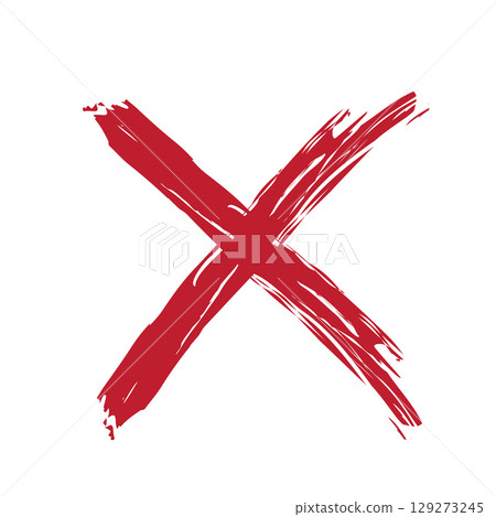 simple red cross brush stroke isolated vector illustration 129273245