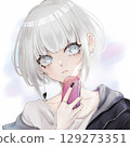 silver hair girl 129273351