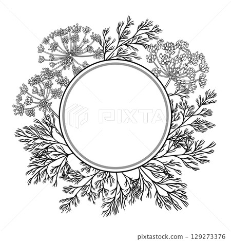 Dill Branch Outline Round Frame. 129273376
