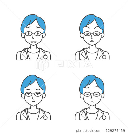 Doctor female 4 types of facial expressions v2 129273439