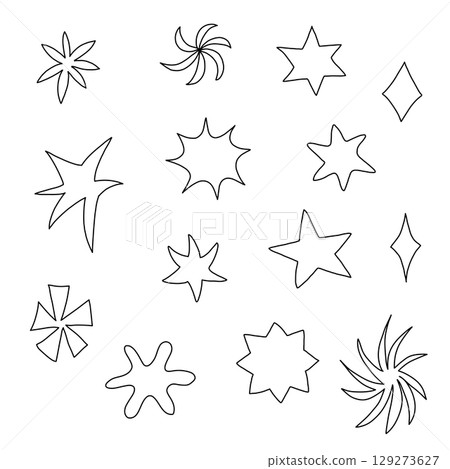 Hand-Drawn Star Outlines in Minimal Style 129273627
