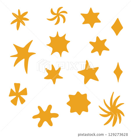 Flat Mustard Yellow Starburst Shape Elements Collection 129273628