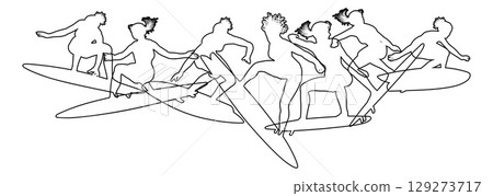 Surfer Surfboard Surfers Women Female Silhouettes 129273717