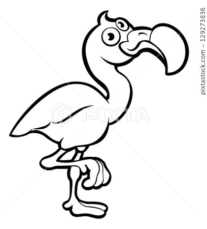 Flamingo Tropical Bird Cartoon Animal Illustration 129273836